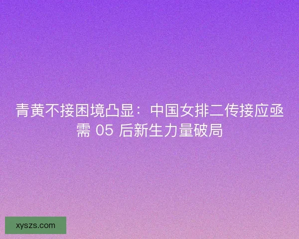 青黄不接困境凸显：中国女排二传接应亟需 05 后新生力量破局