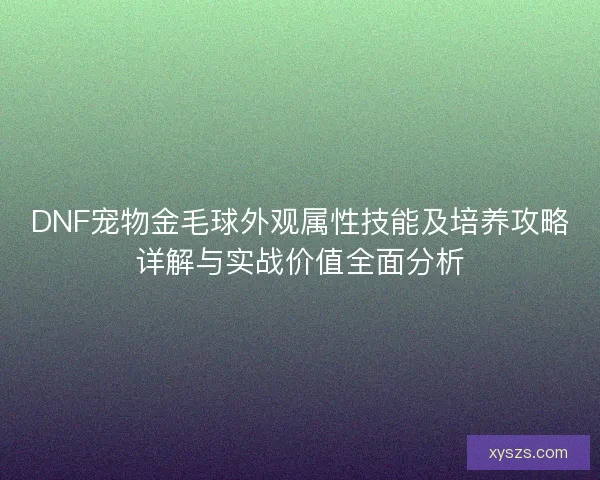 DNF宠物金毛球外观属性技能及培养攻略详解与实战价值全面分析